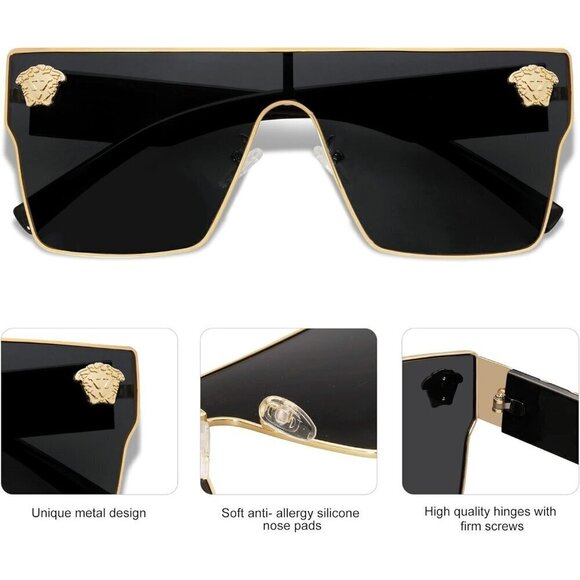 ? Allarallvr Oversized Square Vintage Women Black Trendy Classical Sunglasses main image 5